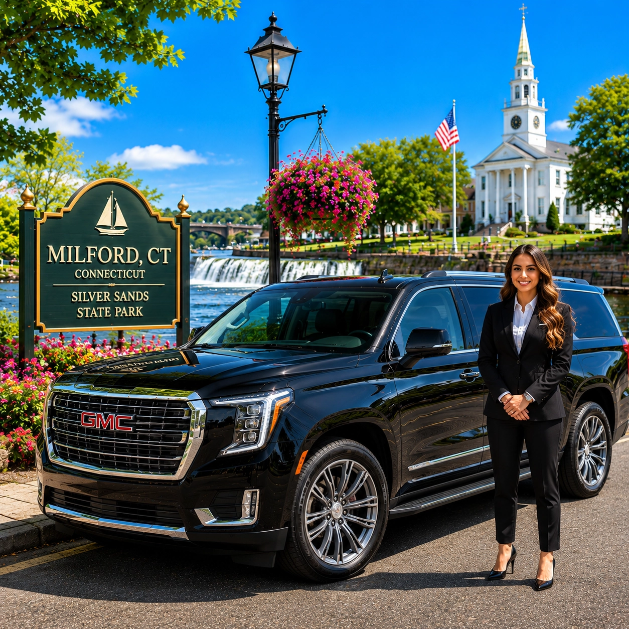 Luxury GMC Yukon chauffeur service in Milford, Connecticut near Silver Sands State Park