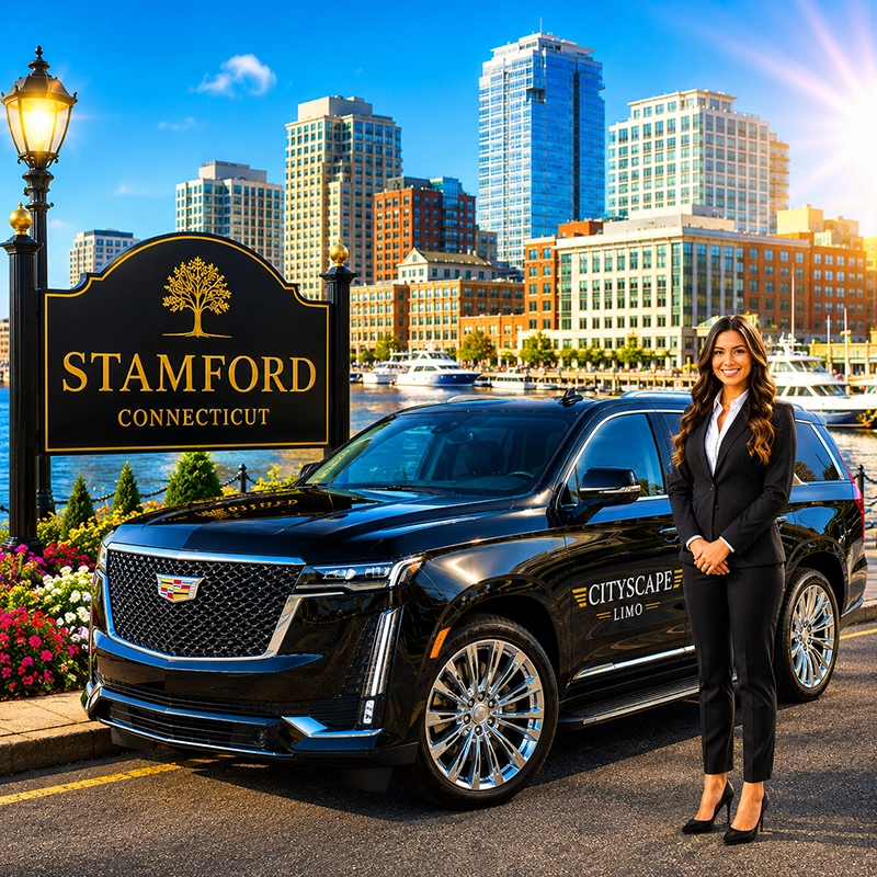 Luxury Cadillac Escalade chauffeur service in Stamford Connecticut providing executive airport transportation