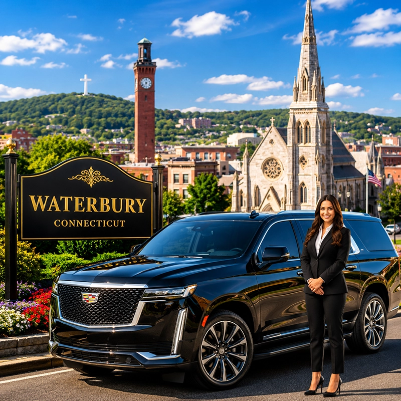 Luxury Cadillac Escalade chauffeur service in Waterbury Connecticut by Cityscape Limo